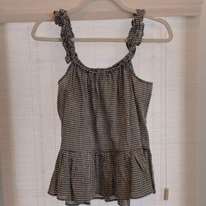Madewell plaid peplum tank with ruffle detailing
